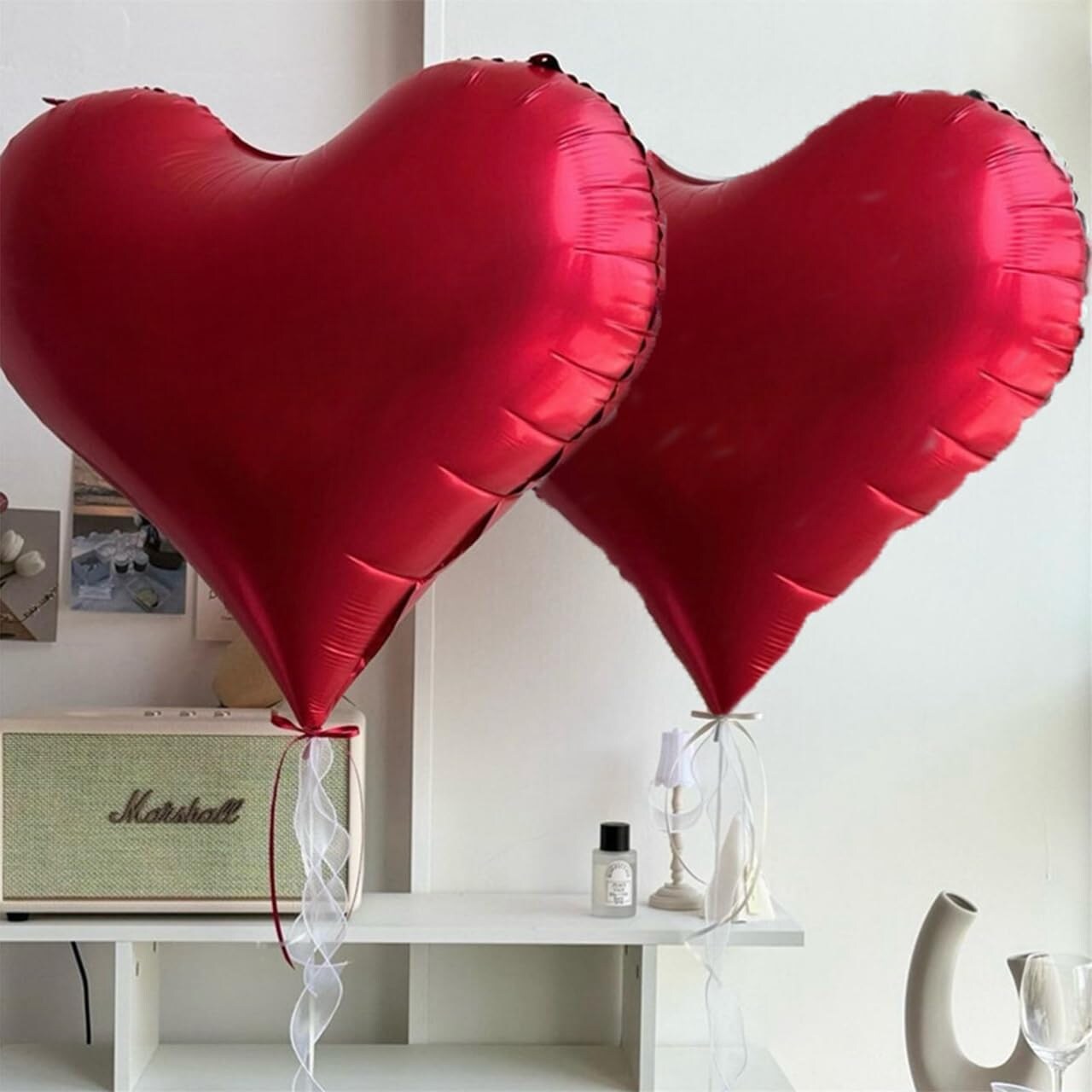 20 Inch Red Heart Mylar Foil Balloons 6 Pcs Large Red Heart Aluminum Foil Helium Balloons for Girls Women Birthday Bridal Engagement Wedding Anniversary Baby Shower Party Decorations